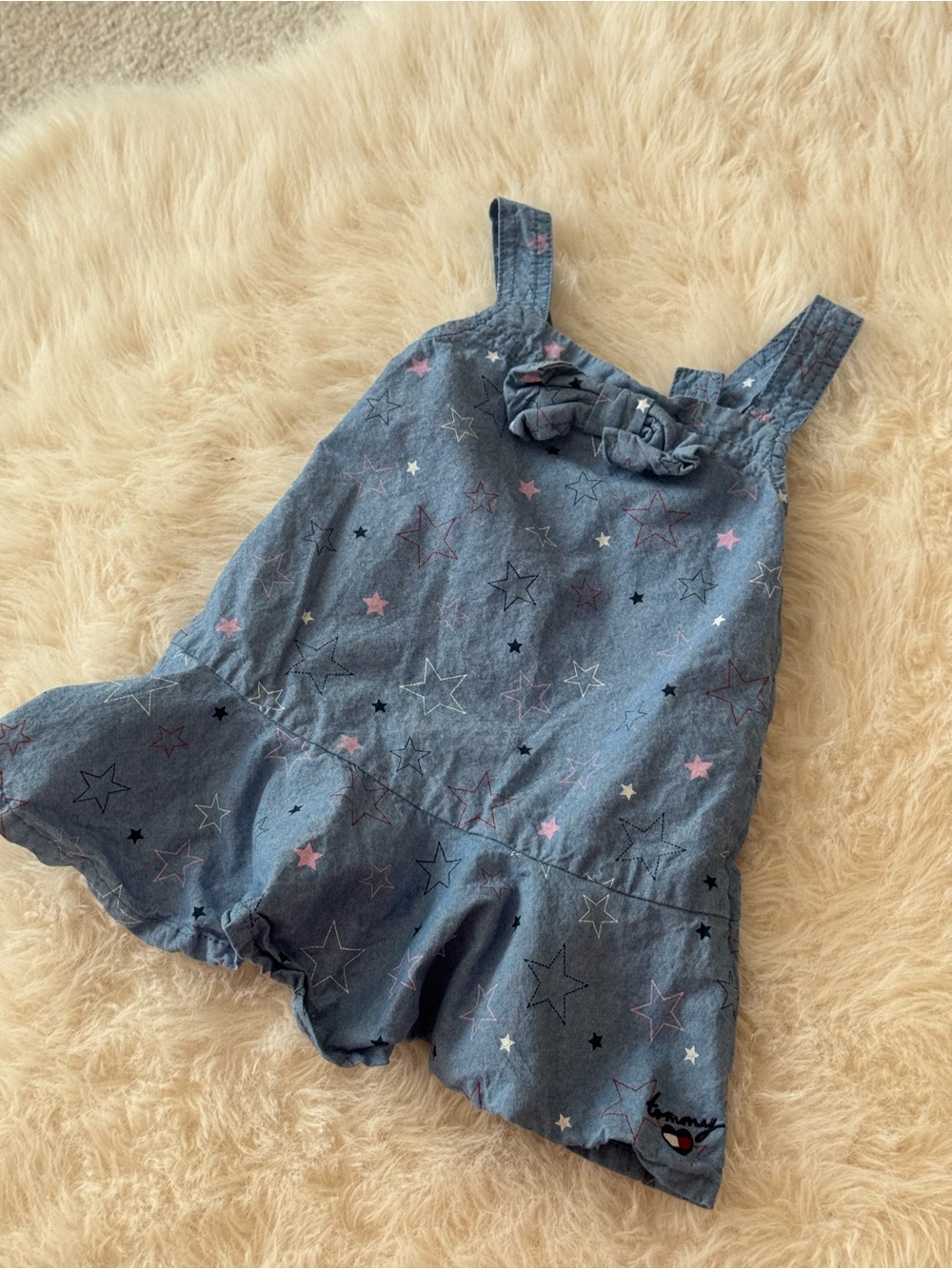Tommy Hilfiger Denim Star Print Toddler Dress with Bow
